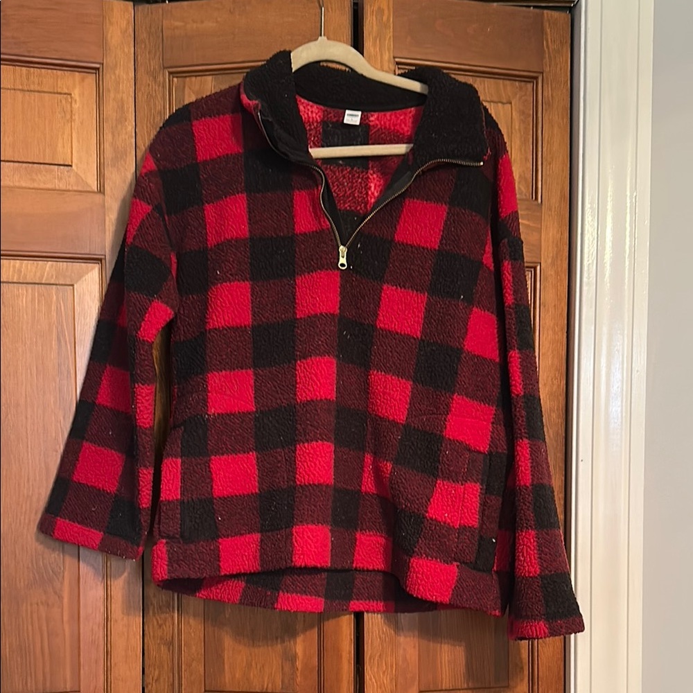 Old Navy Red and Black Plaid Sweatshirt